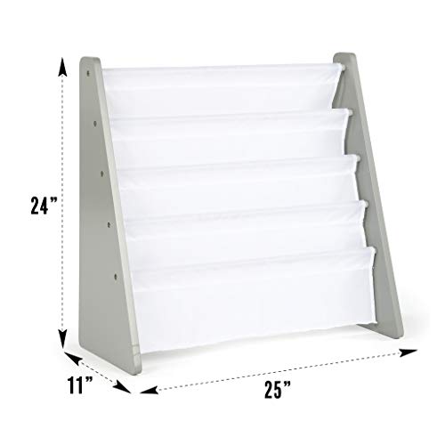 Kids Toy Organizer with 9 Storage Fabric Bins, Grey & Grey/White Kids Book Rack Storage Bookshelf, 4 Tiers - view 3