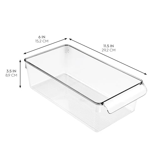 Fridge Storage Bin with Handle, Set of 4, Clear - view 3