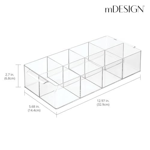 Plastic Condiment Organizer and Tea Bag Holder - 8-Compartment Kitchen Pantry/Countertop Storage Caddy - Divided Chip, Snack, Oatmeal Packet Holder - Lumiere Collection - 2 Pack, Clear - view 2