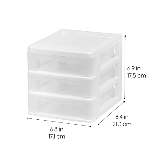 Bundle of USA Plastic Stacking Desk Top 3-Drawer Storage Organizer, 2-Pack, Small, White + USA Medium 3-Drawer Desktop Organizer with Open Tray Top, 2 Pack, Plastic Drawer Storage Container - view 4