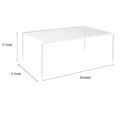 6 Pack(10.6 x 5.1 Inch) Cabinet Storage Shelf Rack, Rustproof Kitchen Counter and Cabinet Shelf, Small Storage Rack Organizer for Kitchen, Fridge, Bathroom, White - view 3