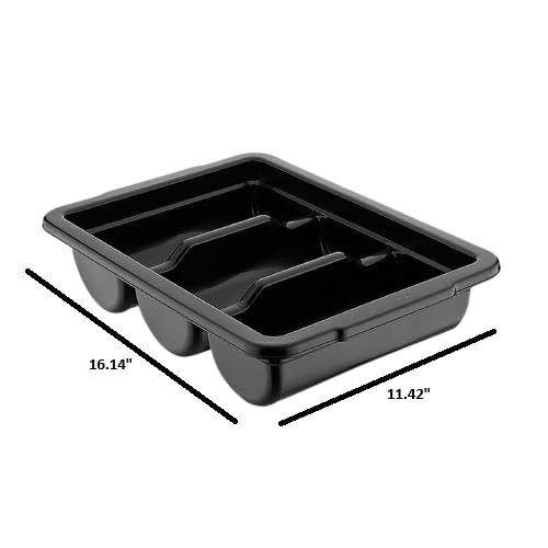 Commercial Cutlery Bin, 3-Compartment Restaurant Kitchen Flatware Tray, Silverware Storage Plastic Container, Condiments Holder, Utensil Organizer Box, Black - view 2