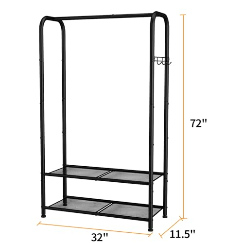 Wardrobe Standing Closet Clothing Rack With Shelf Hanging Clothes - view 4