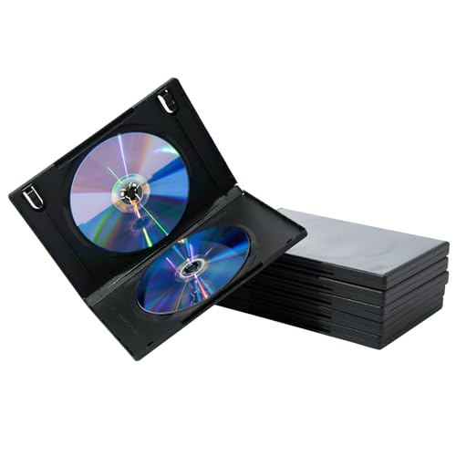 10 Pack 14mm Black Standard Double Capacity DVD Case and Outter Clear Sleeve - view 6