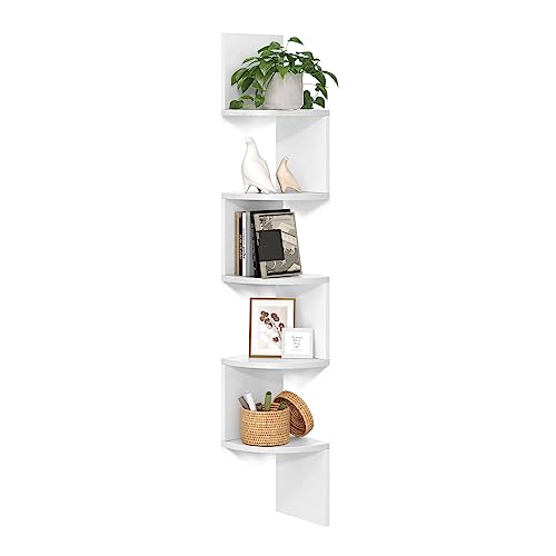 Corner Shelf Wall Mount, 5-Tier Floating Corner Bookshelf