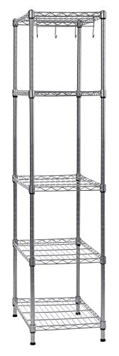 WS241459-5S 5 Tier Wire Shelving with Hooks in Silver, 59" Height, 24" Width, 14" Length - view 5