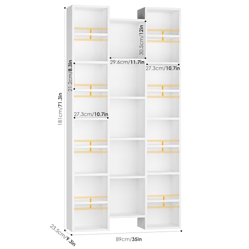 71'' H White Bookshelf with 21 Cubes, Triple Wide Tall Bookshelf - view 2