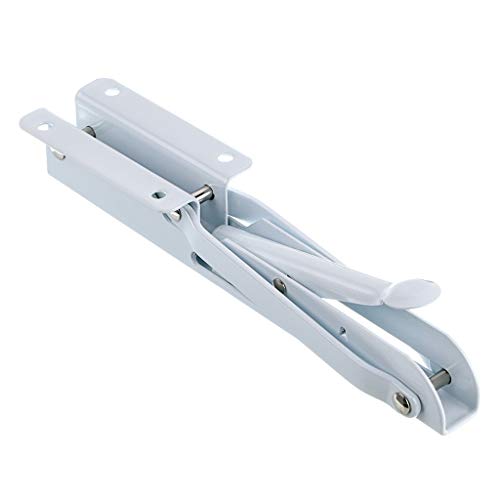 Sturdy Folding Shelf Brackets - Heavy Duty Metal Triangle Table Bench Folding Shelf Brackets, 2 Pcs Folding Shelf Hinge Wall Mounted (8 Inch, White) - view 5