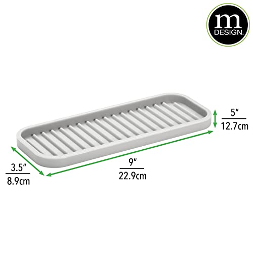 Durable Silicone Kitchen Sink Storage Organizer Tray - Holder for Sponges, Soap, Scrubbers - Ribbed Base, Quick Drying, Waterproof, Non-Slip - Linelle Collection - 2 Pack - Light Stone Gray - view 4