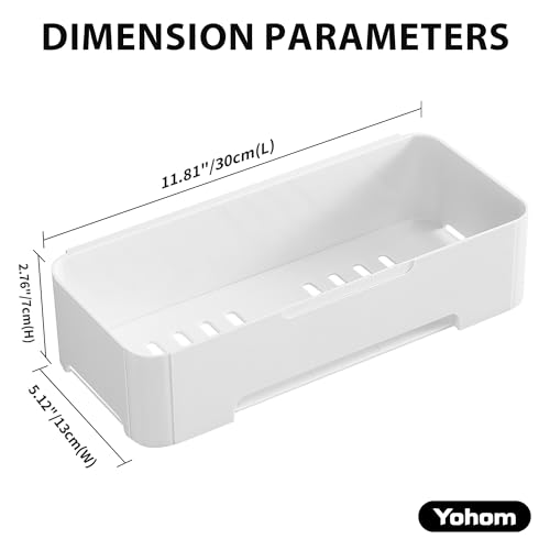 Adhesive Shower Caddy Shelf for Bathroom Wall Plastic Shampoo Holder for Shower Storage Organizer Caddy Basket White - view 3