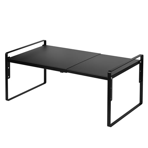 Cabinet Shelf Riser, Adjustable Cabinet Organizer, 12" Deep Black