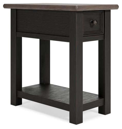 Narrow Chairside End Table with Charging Station