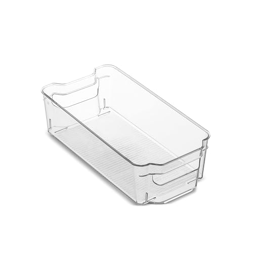 Set Of 10 Refrigerator Organizer Bins - 5 Wide and 5 Narrow Stackable Fridge Organizers for Freezer, Kitchen, Countertops, Cabinets - Clear Plastic Pantry Storage Rack - view 4