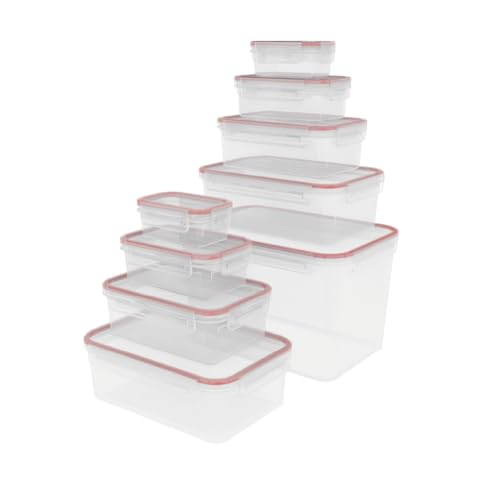 Airtight Food Storage Container Set, 9 Piece Rectangular Nested Containers with Leak-Proof Lids, Clear Plastic Organization System for Kitchen, Stackable Design - view 2