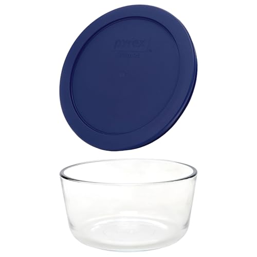 (2 7201 4-Cup Glass Bowls with (2) 7201-PC Blue Lids - Made in USA - view 4