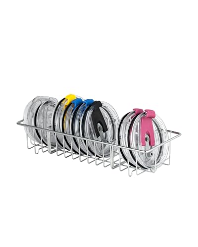 Tumbler lid organizer, Stainless Steel Kitchen Container Cover Holder, Cup Lid Organizer, Inner Tumbler Lid Storage Rack in Drawer, 3 Compartments, 304 Stainless Steel, Durable Non-Rusting