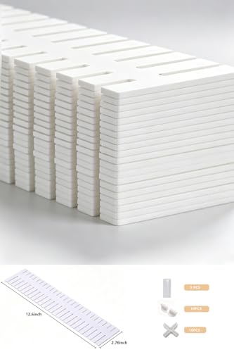 20 PCS Drawer Divider with 25 Accessories, Adjustable Drawer Organizer Inserts, 12.6" x 2.76" x 0.08" White Drawer Plastic Separators for Clothes, Kitchen, Bathroom, Office Storage - view 2