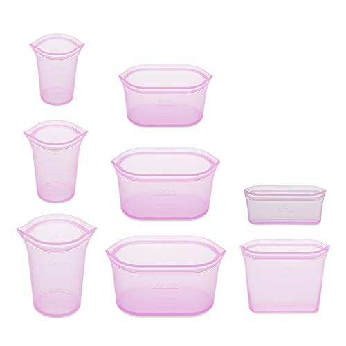 Reusable Food Storage Containers Full Set of 8 Lavender – Platinum Silicone Cups, Dishes & Bags – Microwave, Dishwasher & Freezer Safe – Made in USA, BPA-Free - view 2
