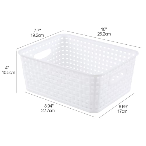 6-Pack Small Storage Baskets, Woven Plastic Basket, White - view 2