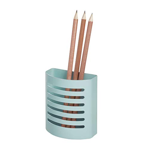 85176 Magnetic Modern Pen and Pencil Holder, Writing Utensil Storage Organizer for Kitchen, Locker, Home, or Office, Set of 1, Mint Blue