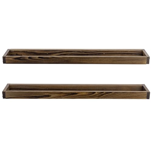 30 Inch Rustic Burnt Wood Hanging Shoe Rack Wall Mounted Storage - view 7