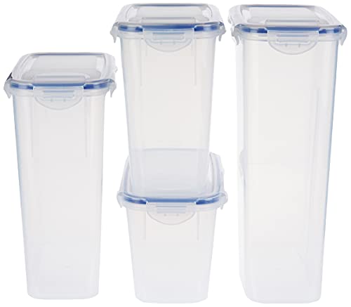 Lock & Lock Easy Essentials Food Storage Bin Set for Pasta, Flour, Sugar/Airtight Container Lids/BPA-Free/Dishwasher Safe, 8 Piece - Clear - view 3