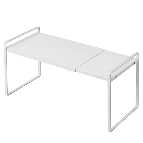 Expandable Shelf for Cabinets, Cabinet Shelf Riser, 12" White - view 8