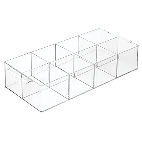 Plastic Condiment Organizer and Tea Bag Holder - 8-Compartment Kitchen Pantry/Countertop Storage Caddy - Divided Chip, Snack, Oatmeal Packet Holder - Lumiere Collection - 2 Pack, Clear - view 3