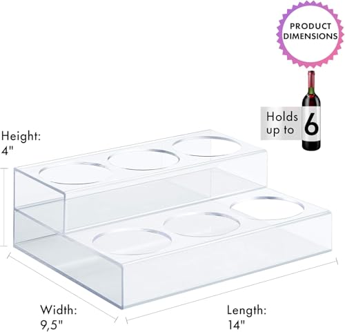 Acrylic Coffee Syrup Organizer Rack | 6 Bottle, 2 Tier Rack | Bar Counter-Top Display Stand | Kitchen, Pantry, Fridge Storage Organizer for Syrups, Wine, Soda, Beer - view 4
