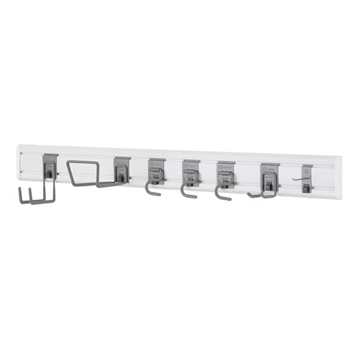 9Pc Heavy Duty Wall Track Storage Kit, 2 PVC 28" Panels, 7 Hooks - view 4