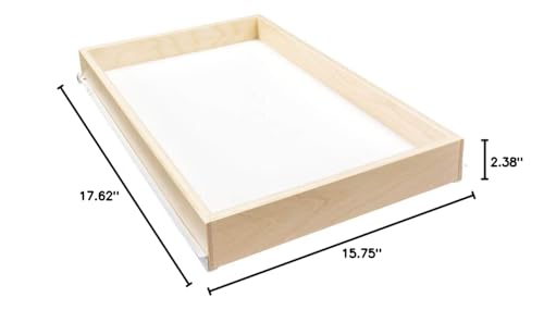 Sliding Pull-Out Shelf for Cabinets (Kitchen Cupboards, Pantry Drawers, Bathroom Storage) 2 3/8" Tall - 3/4 Slides & Base Mounting - Custom Clear Opening Width & Depth: (14", 19.75" (3/4)) - view 3