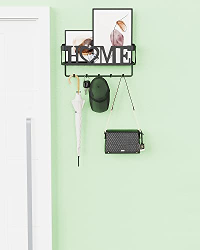 Key Holder for Wall - Key Rack with 5 Key Hooks, 11.02" L×2.75" W×4.92" H, Key and Mail Organizer Wall Mount with Mesh Basket, Key Hanger for Wall, Entryway, Home Decor(Matte Black) - view 3