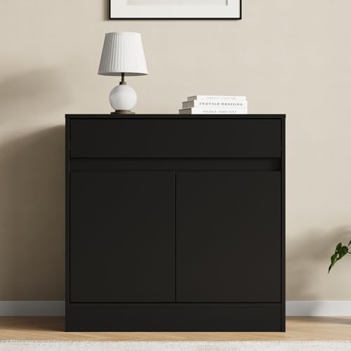 Buffet Storage Cabinet with 2 Doors and Drawer, Black - view 4