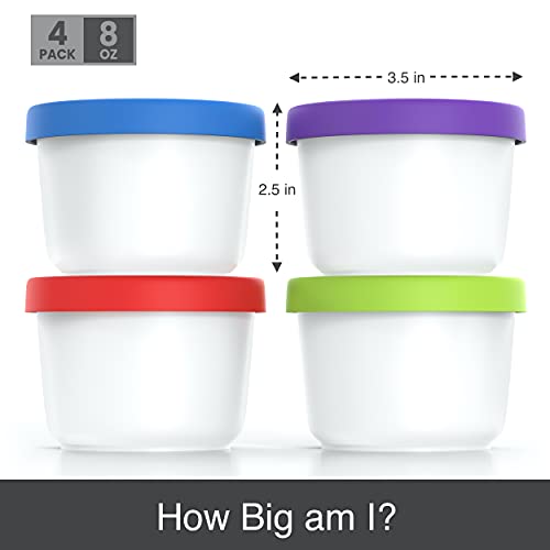 8oz Mini Ice Cream Containers - Set of 4 (Multicolor) - view 3