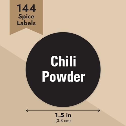 Spice Labels Stickers - 144 Round 1.5-Inch Water-Resistant Vinyl - Preprinted Chalkboard-Style Labels for Glass Spice Jars & Seasoning Containers - Pantry Organization - view 4