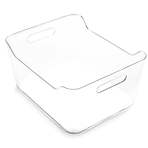 Plastic Storage Basket, X-Large | Multi-Use Storage Basket | Rectangular Cabinet Organizer | Baskets for Organizing with Handles | Home & Office Organization & Container Storage