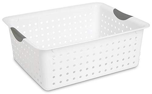 Large Ultra Plastic Basket with Handles, 6 Count, and Medium Ultra Plastic Basket with Handles, 12 Count Storage Solution System for Home - view 3
