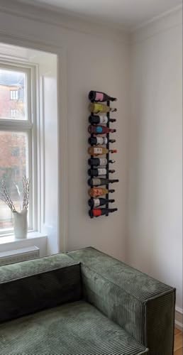 W Series Pro Wine Rack 4 - Metal Wall Mounted Wine Rack - Modern, Label Forward Wine Storage - Space Saving Wine Rack with 12 Bottle Storage Capacity (Matte Black) - view 3