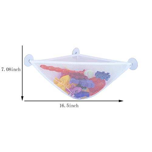 Bath Toy Organizer with 3 Strong Suction Cups Mounted Bath/Shower Caddy Storage Solution Bath Toy Storage Net & Bathroom Corner Shower Caddy Bag Bathroom Storage Bag - view 2