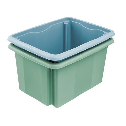 Emil 3x Storage Box with Turning/Stacking System, 38 x 28.5 x 20.5 cm, 15 L, Nordic Green - view 6