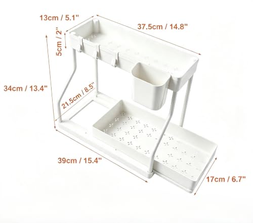 2 Pack Under Sink Organizer 2-Tier Pull Out Drawer, White - view 3