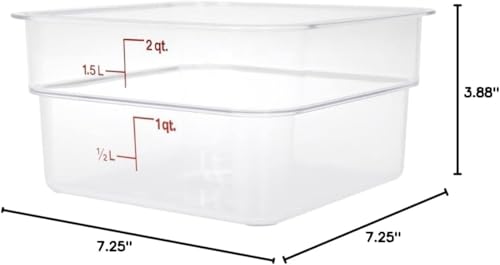 Cambro Polycarbonate Square 2 Quart Food Storage Container, 2 Pack Clear, with 2 Kelly Green Lids, Bundle with a Measuring Spoon Set - view 3