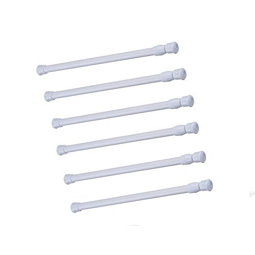 Cupboard Bars Tension Rods, 6 Pack 11.8-20 Inches Spring Tensions Rods Steel Adjustable Tension Curtain Rod Shower Rod Closet Rod Window Rods White