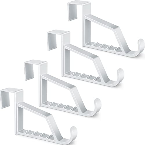 Space Saving Plastic Over Door Hooks Door Hanger Hooks Multi Hanging Storage Organizers Door Hangers Door Towel Hooks for Coats, Towels, Bags, Hats, Scarves Home Accessories (White,4 Pieces)