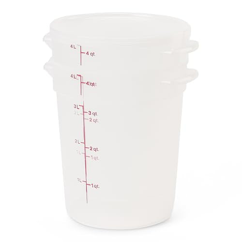Food Storage Containers with Lids (BPA-Free) - 4 Quart - Food Grade Buckets with Lids (2 Pack) - For Dough Proofing and Brining (Translucent) - view 2