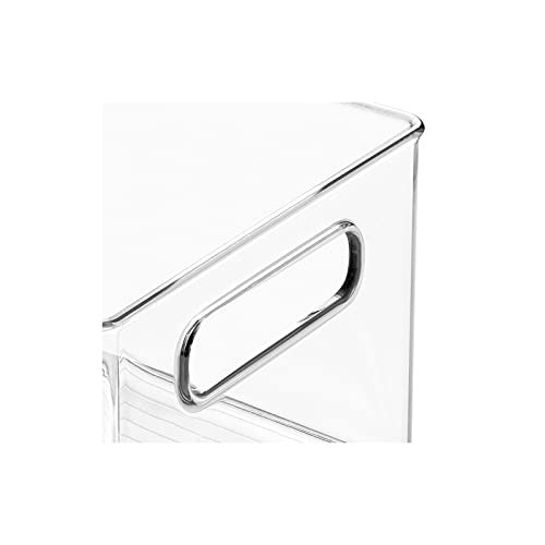 Deep Plastic Kitchen Storage Organizer Container Bin for Pantry, Cabinet, Cupboard, Shelves, Fridge, or Freezer - Holds Dry Goods, Sauces, Condiments, Drinks, 2 Pack, Clear - view 5