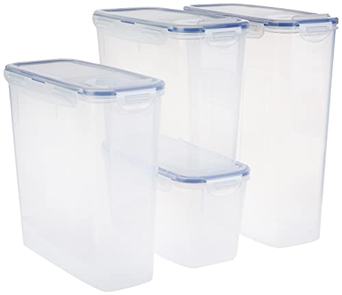 Lock & Lock Easy Essentials Food Storage Bin Set for Pasta, Flour, Sugar/Airtight Container Lids/BPA-Free/Dishwasher Safe, 8 Piece - Clear - view 2