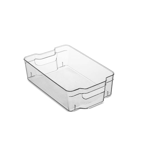 Set Of 10 Refrigerator Organizer Bins - 5 Wide and 5 Narrow Stackable Fridge Organizers for Freezer, Kitchen, Countertops, Cabinets - Clear Plastic Pantry Storage Rack - view 5