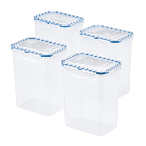 Lock & Lock Easy Essentials Food Storage Bin Set for Pasta, Flour, Sugar/Airtight Container Lids/BPA-Free/Dishwasher Safe, 8 Piece - Clear