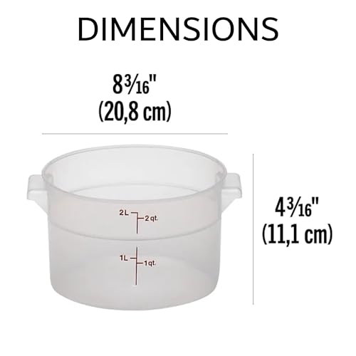 Cambro 2 Quart Round Food Storage Container, 2-Pack Translucent, with a Translucent Lid, Bundle with a Measuring Spoon Set - view 2